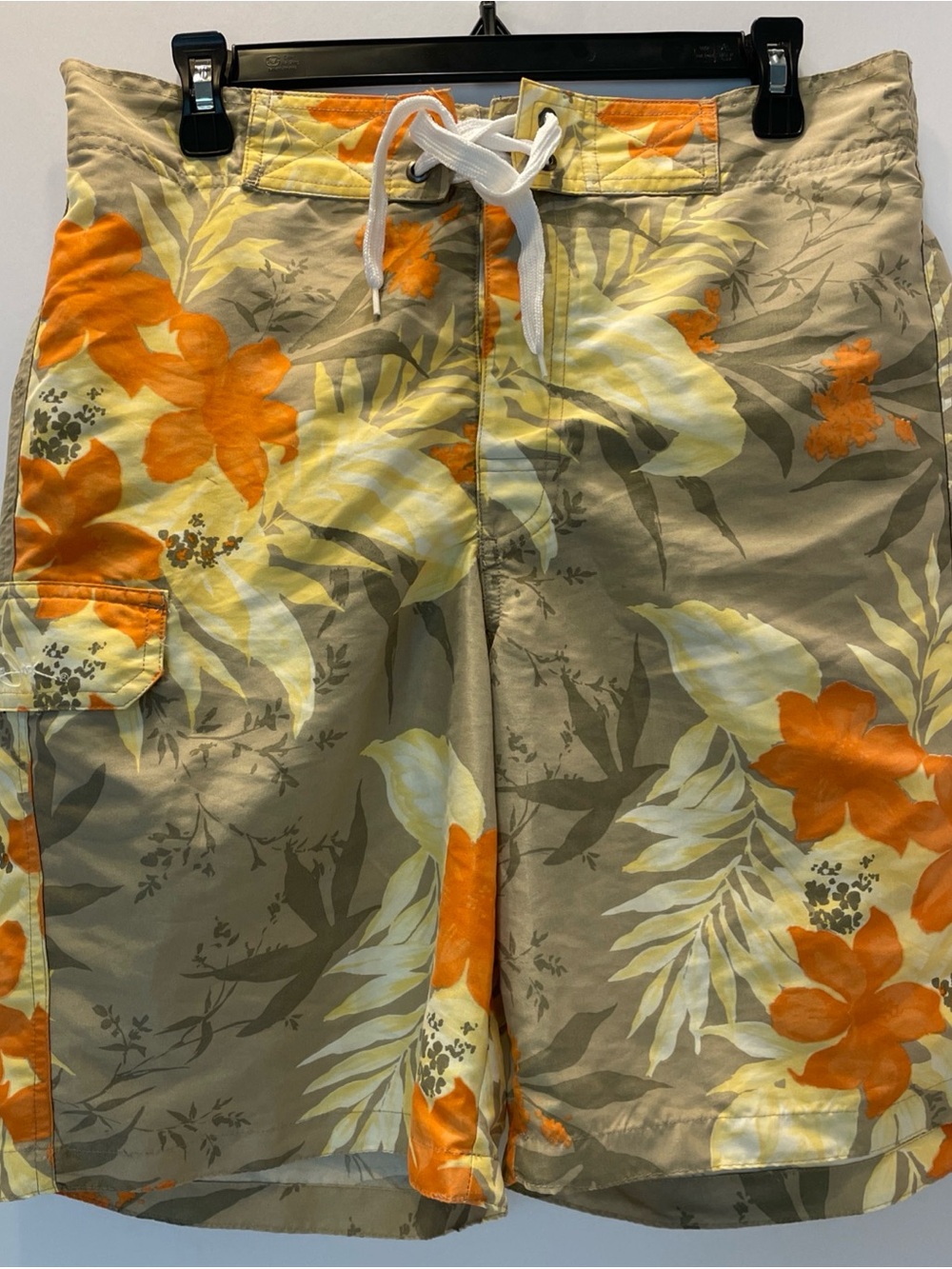 Panama Jack Board Shorts Swim Trunks Men's M Pattern Orange Tan Yellow Quick Dry